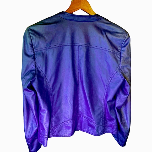 Periwinkle Faux Leather Biker Jacket - Picture 3 of 8